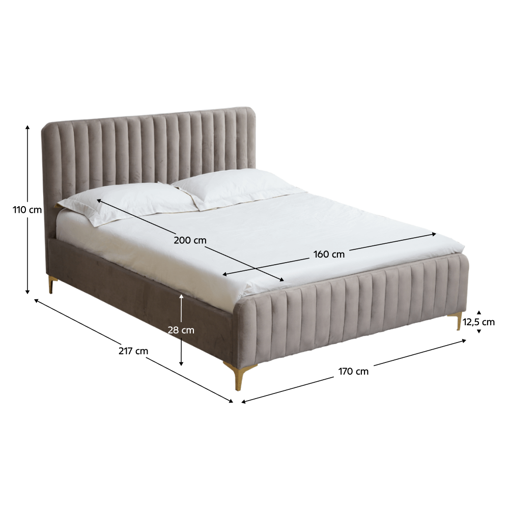 Pat, gri maro Taupe/gold crom auriu, 160x200, KAISA