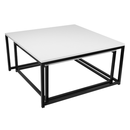 Set de două măsuţe de cafea, alb mat/negru, KASTLER NEW TYP 1
