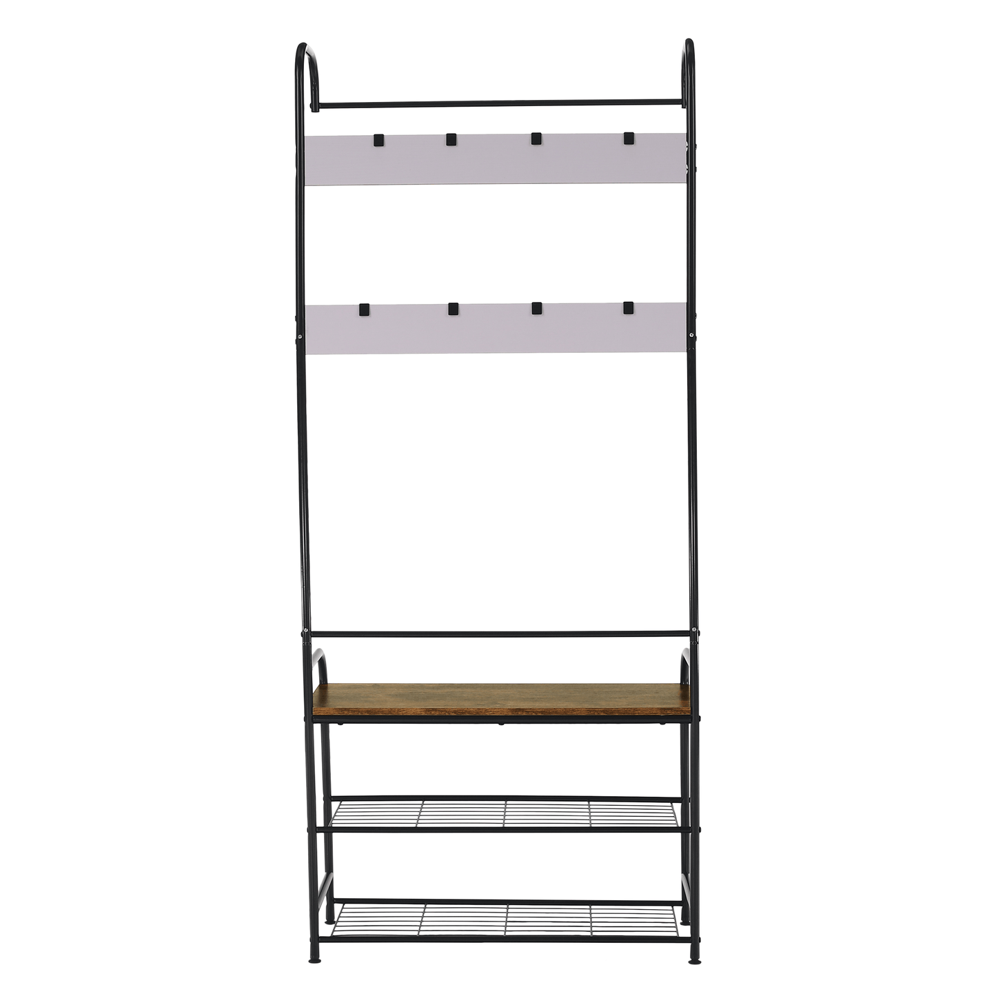Raft pentru pantofi, lemn rustic şi metal negru / MDF, KELAM