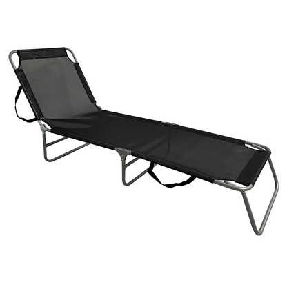 Şezlong de grădină, negru / gri, KELEO