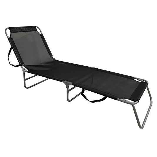 Şezlong de grădină, negru / gri, KELEO
