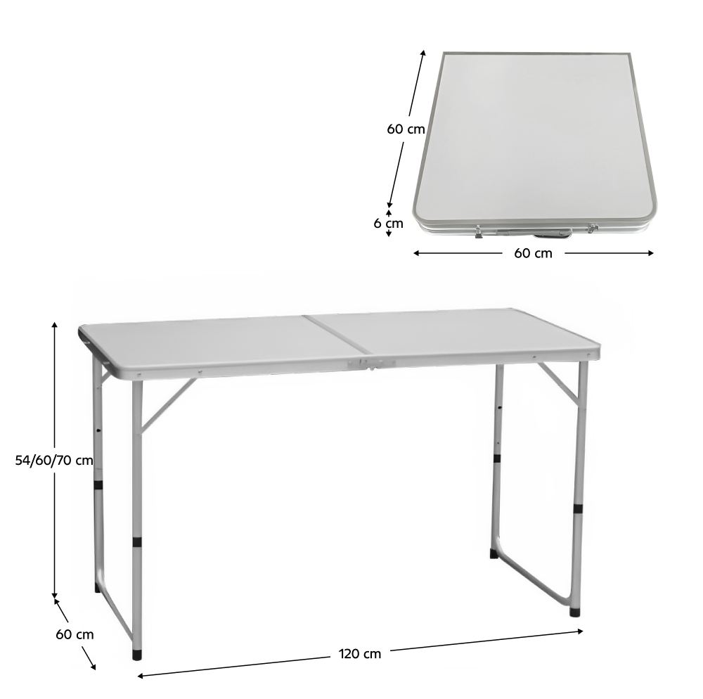 Masă de camping pliabilă, 120 cm, aluminiu/MDF, KEPI TYP 1