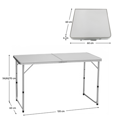 Masă de camping pliabilă, 120 cm, aluminiu/MDF, KEPI TYP 1
