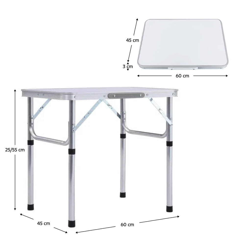 Masă de camping pliabiăla, 60 cm, aluminiu/MDF, KEPI TYP 2