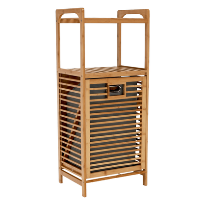 Coş de rufe, bambus natural/gri, KERI NEW