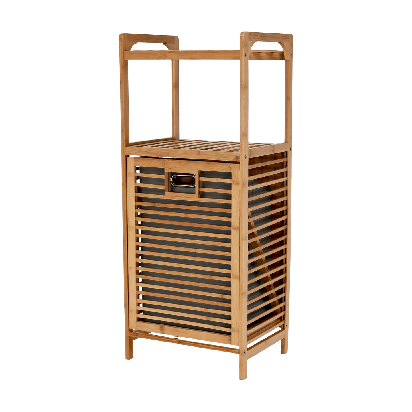 Coş de rufe, bambus natural/gri, KERI NEW