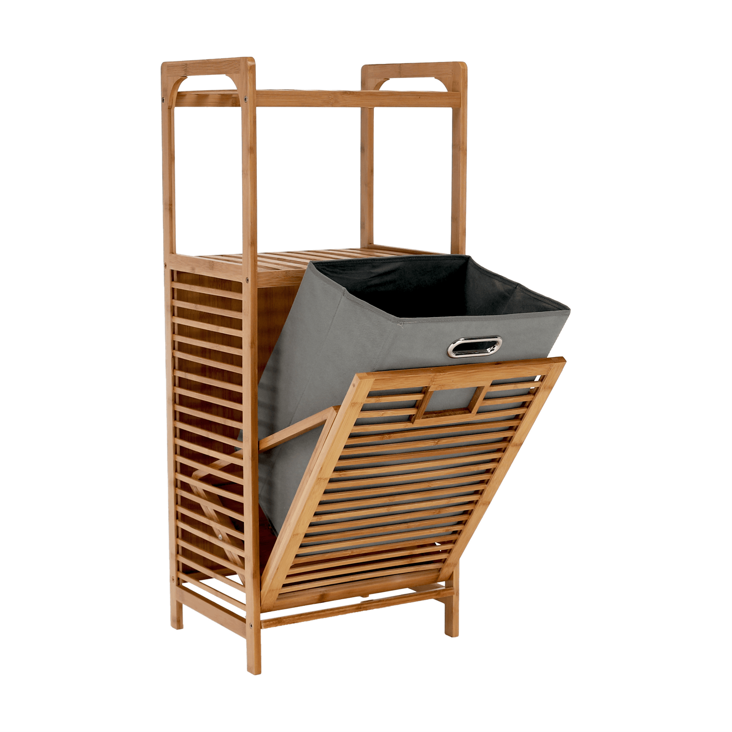 Coş de rufe, bambus natural/gri, KERI NEW