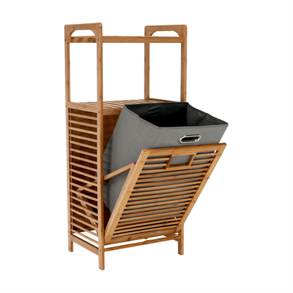 Coş de rufe, bambus natural/gri, KERI NEW