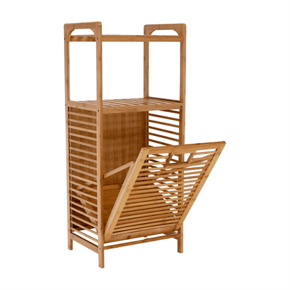 Coş de rufe, bambus natural/gri, KERI NEW