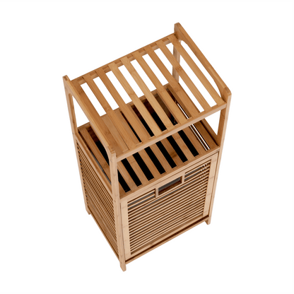 Coş de rufe, bambus natural/gri, KERI NEW