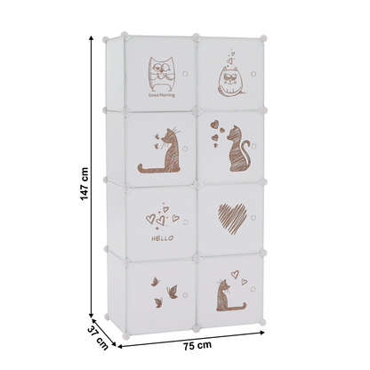 Dulap modular pentru copii, model alb / maro, KIRBY