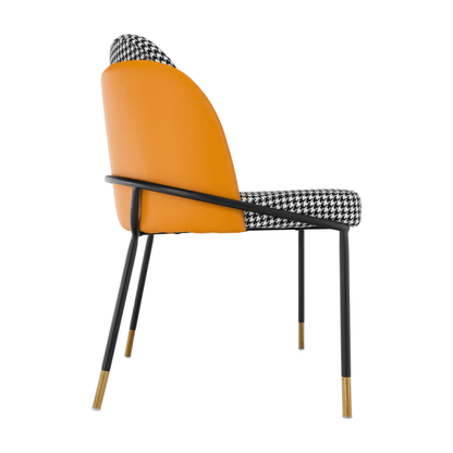 Scaun de luat masa, model alb-negru / piele ecologică camel, KIRNA