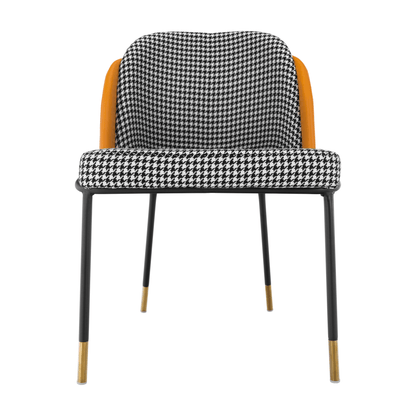 Scaun de luat masa, model alb-negru / piele ecologică camel, KIRNA