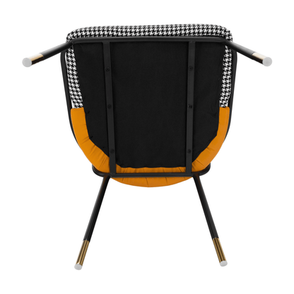 Scaun de luat masa, model alb-negru / piele ecologică camel, KIRNA
