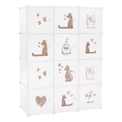 Dulap modular pentru copii, model alb / maro pentru copii, KITARO