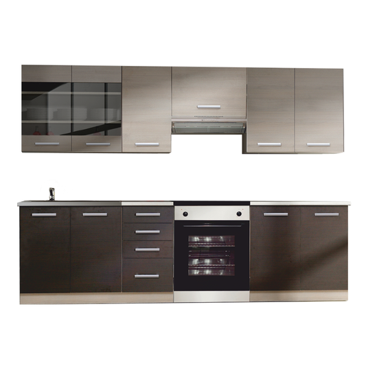 Mobilier bucătărie, stejar gri deschis/stejar închis, KLANTON