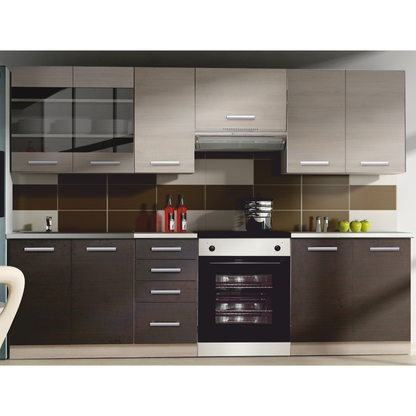 Mobilier bucătărie, stejar gri deschis/stejar închis, KLANTON