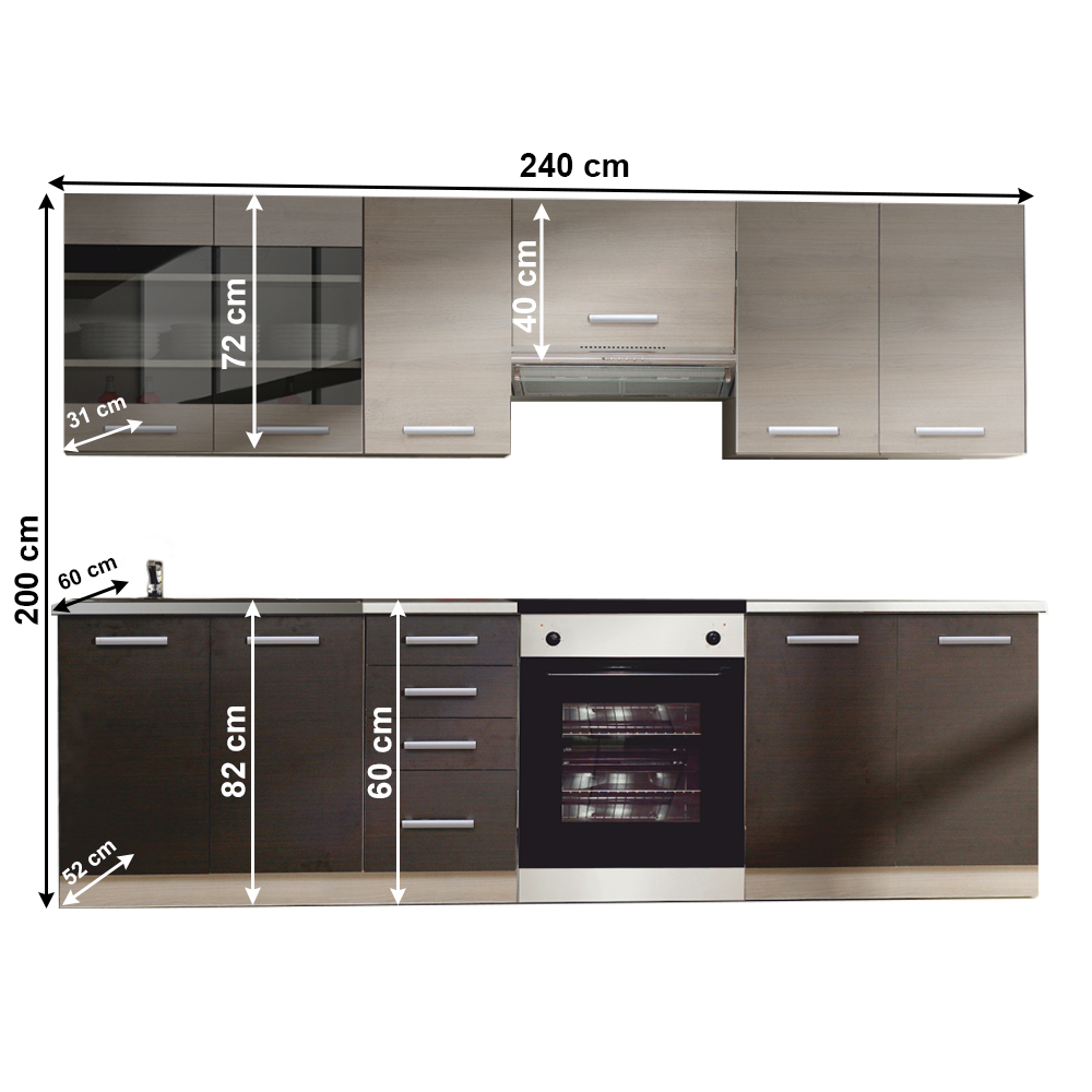 Mobilier bucătărie, stejar gri deschis/stejar închis, KLANTON
