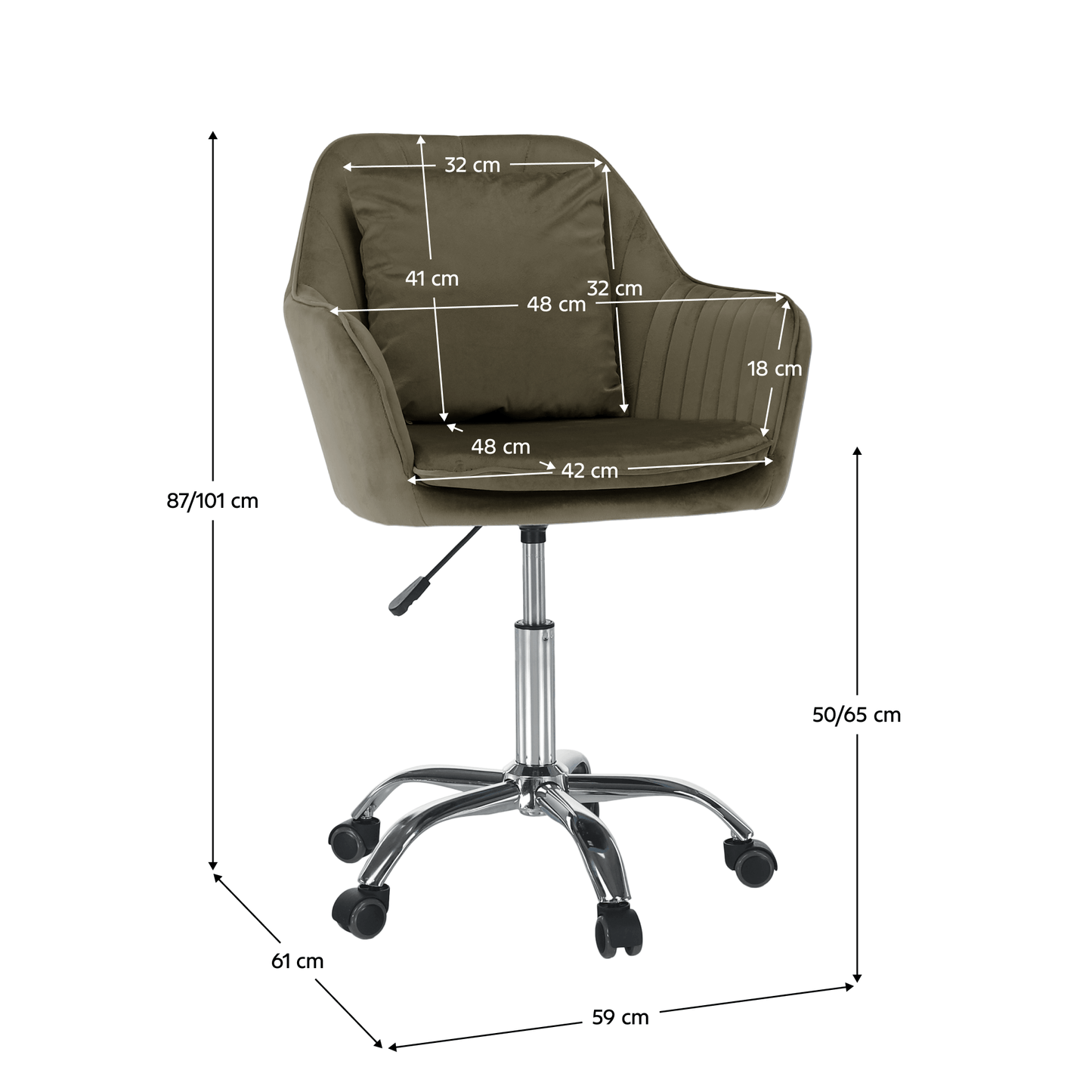 Scaun de birou, gri-maro Taupe ţesătură Velvet/crom, KLIAN