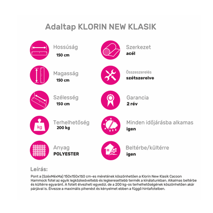 Scaun suspendabil balansoar, verde, KLORIN NEW KLASIK