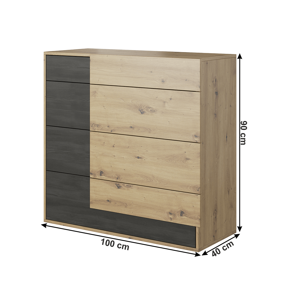 Scrin 4S, stejar artizanal / pin negru norvegian, BAFRA