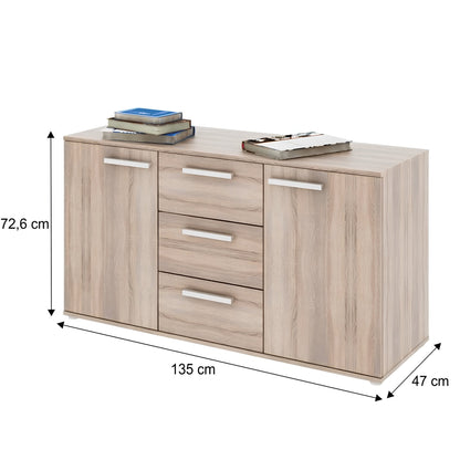 Comodă, DTD laminat, stejar sonoma, DUNAJ TIPUL11