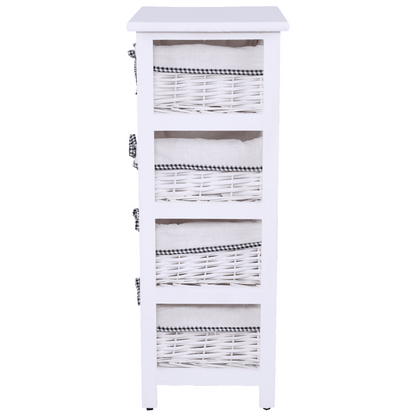 Comodă, 4 coşuri, alb antichizat, RUBY 4