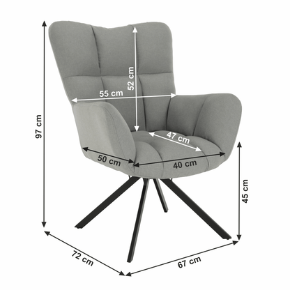 Fotoliu de design rotativ, gri/negru, KOMODO