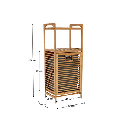 Coş de rufe, bambus natural/gri, KERI NEW