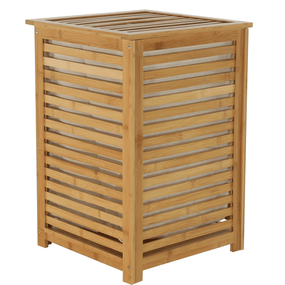 Coş de rufe, bambus lăcuit/bej, BASKET