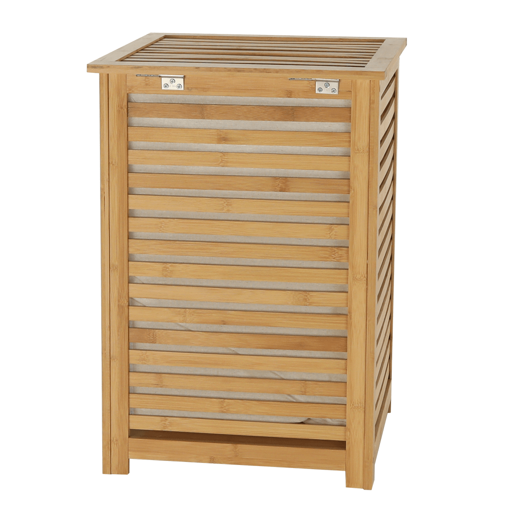 Coş de rufe, bambus lăcuit/bej, BASKET