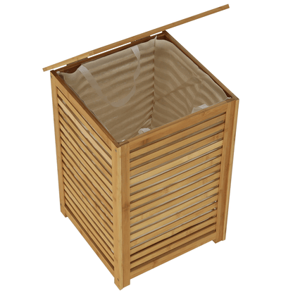 Coş de rufe, bambus lăcuit/bej, BASKET