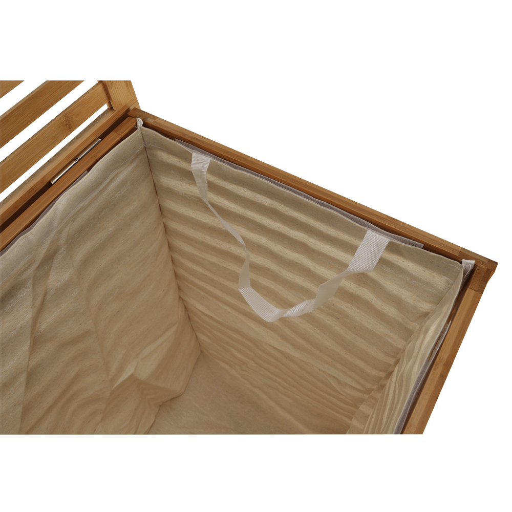 Coş de rufe, bambus lăcuit/bej, BASKET