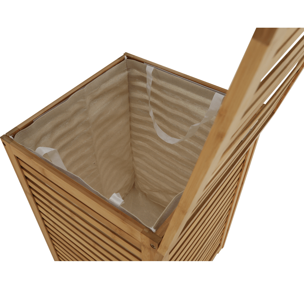 Coş de rufe, bambus lăcuit/bej, BASKET