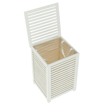 Coş de rufe, bambus lăcuit/alb/bej, BASKET