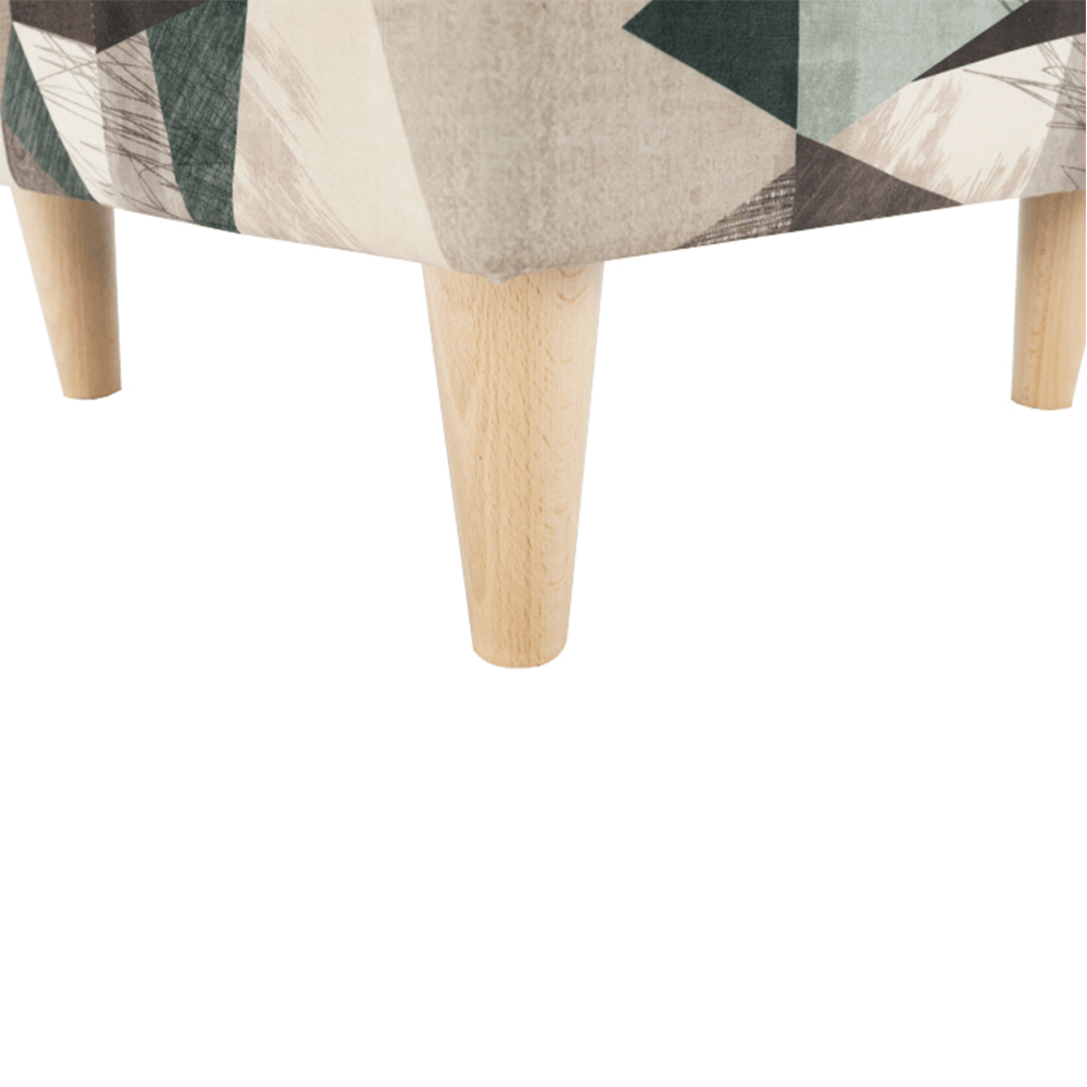Fotoliu cu taburet, material maro-verde cu model, ASTRID