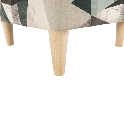 Fotoliu cu taburet, material maro-verde cu model, ASTRID