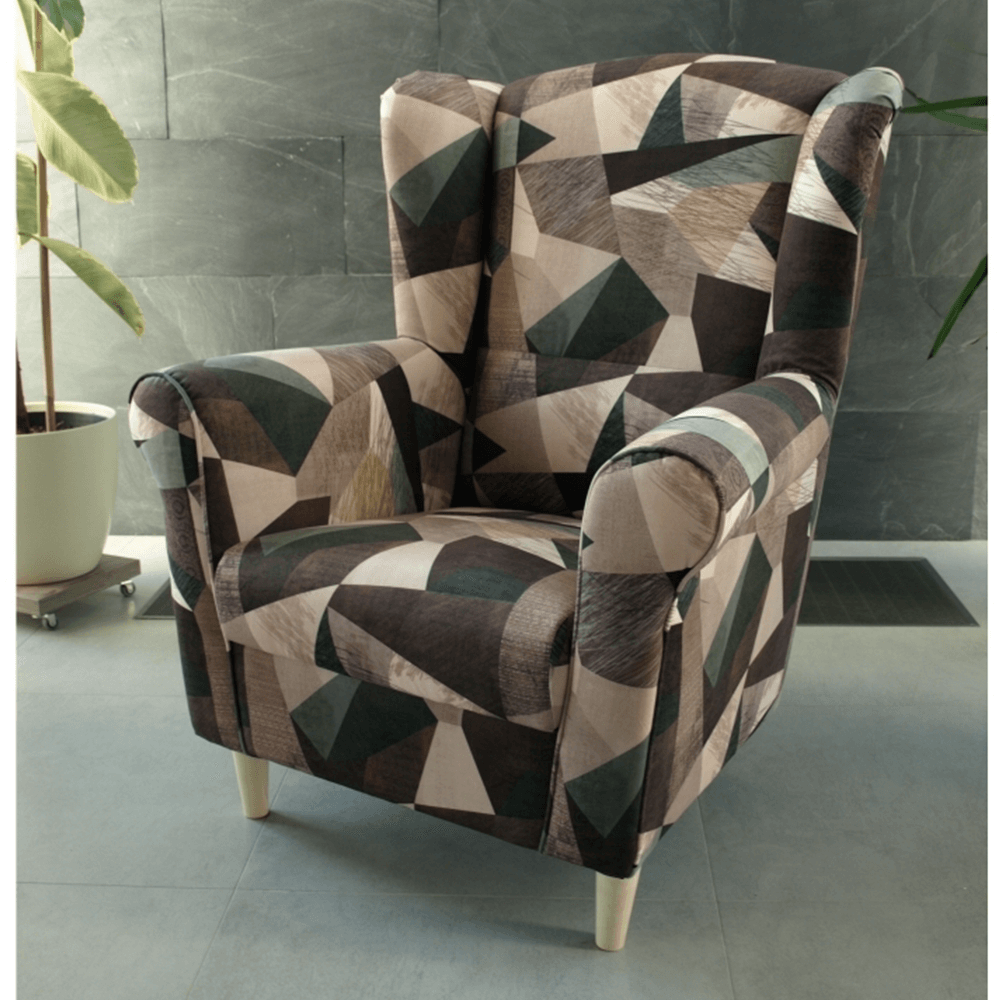 Fotoliu, material maro-verde cu model, CHARLOT