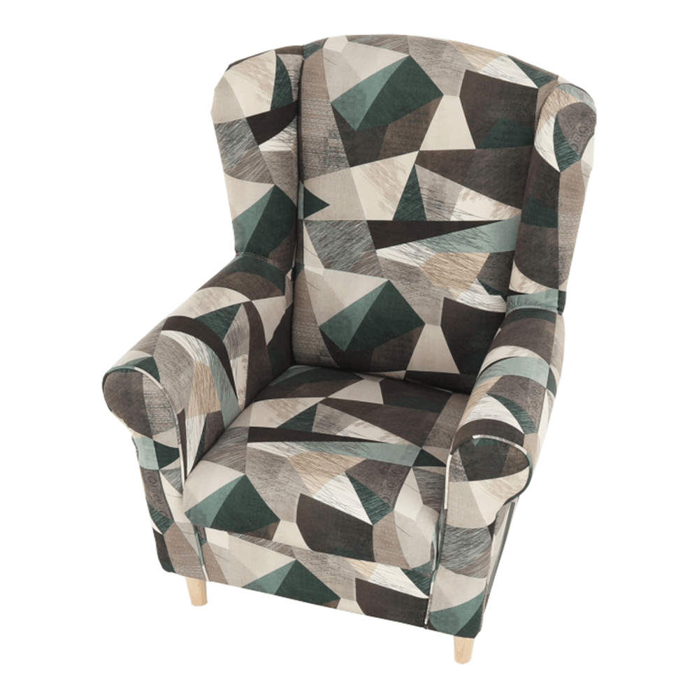 Fotoliu, material maro-verde cu model, CHARLOT