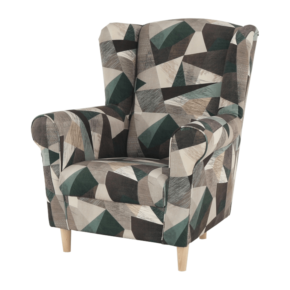Fotoliu, material maro-verde cu model, CHARLOT