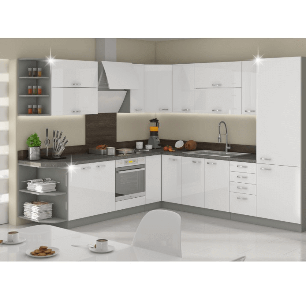 Cabinet inferior, alb extra lucios/gri, PRADO 80 D 2F BB