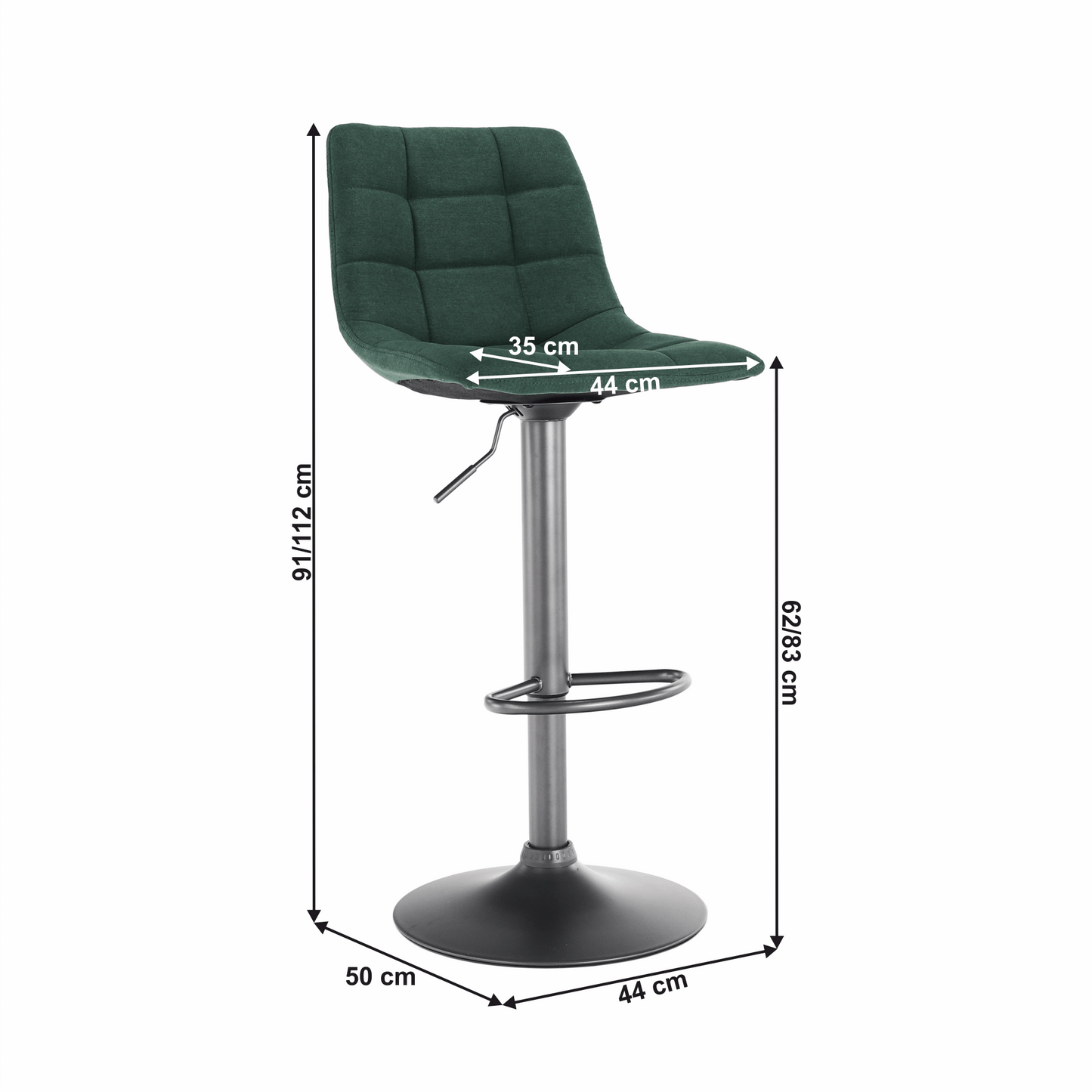 Scaun de bar, verde / negru, LAHELA
