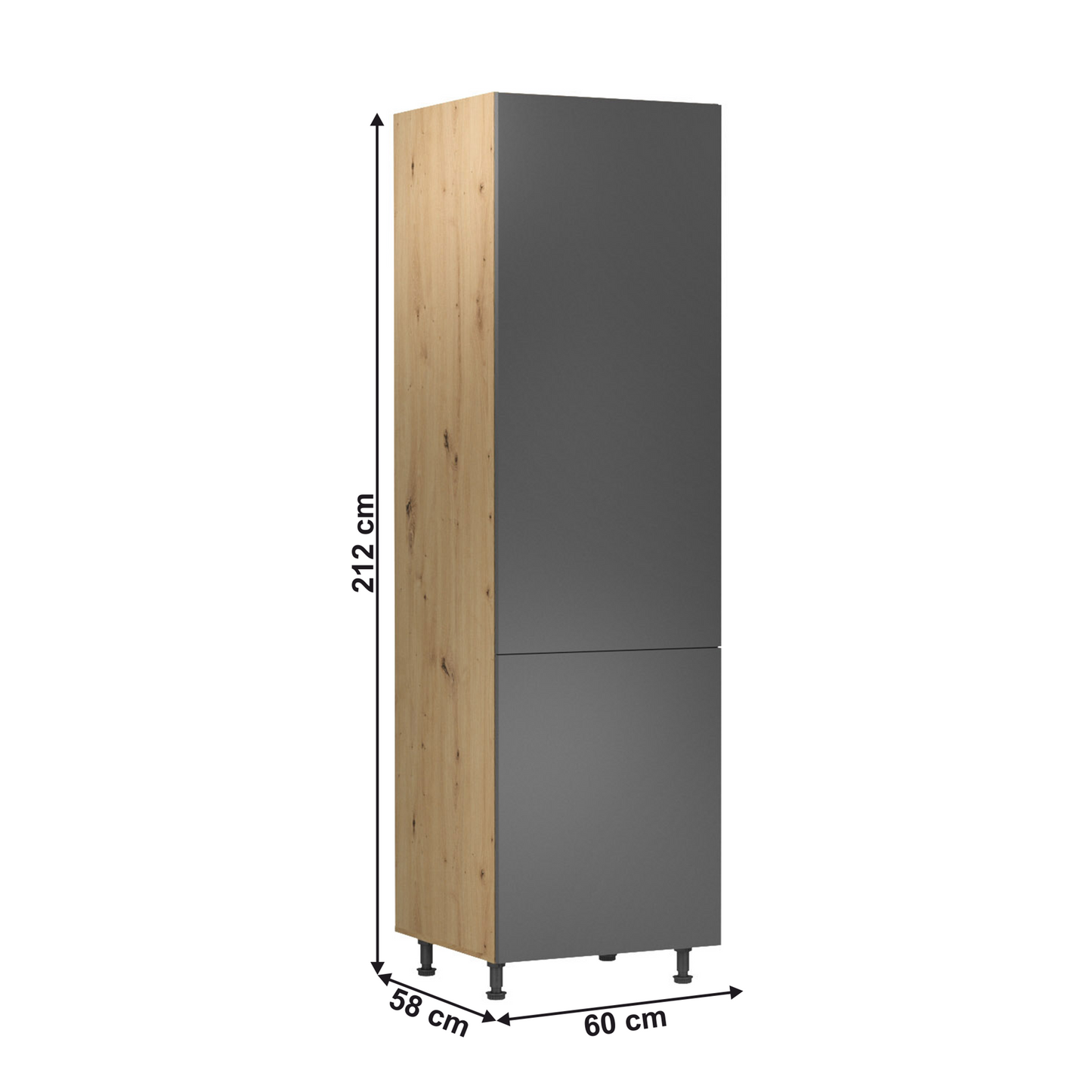 Dulap alimentar cu rafturi, stejar artizanal/gri mat, universal, LANGEN D60R