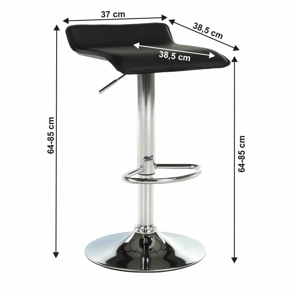 Scaun de bar, piele eco neagră/crom, LARIA NEW