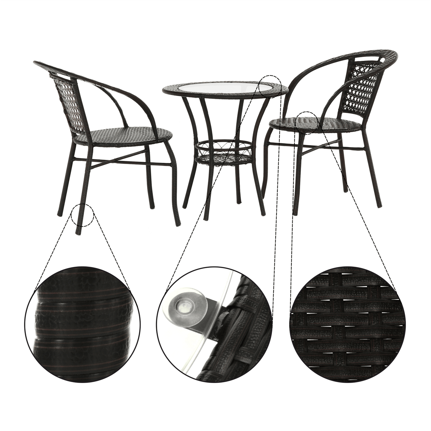 Set ratan de grădină 1+2, maro, LASAN