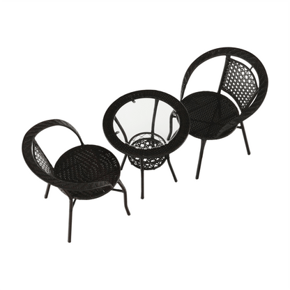 Set ratan de grădină 1+2, maro, LASAN