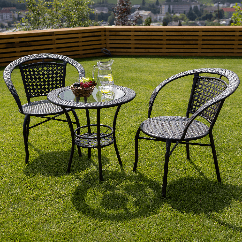 Set ratan de grădină 1+2, maro, LASAN