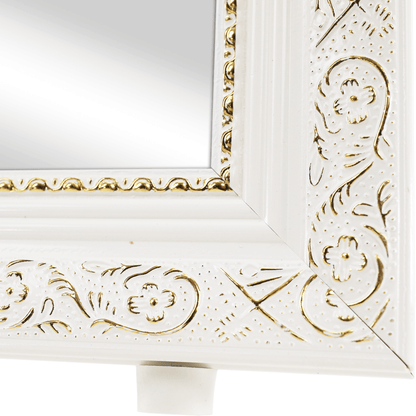 Oglindă de podea, alb/ornament auriu, LAVAL