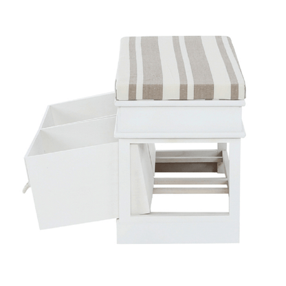 Bancă cu pernă, 2 sertare, alb/maro deschis, SEAT BENCH 1 NEW