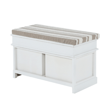 Bancă cu pernă, 2 sertare, alb/maro deschis, SEAT BENCH 1 NEW